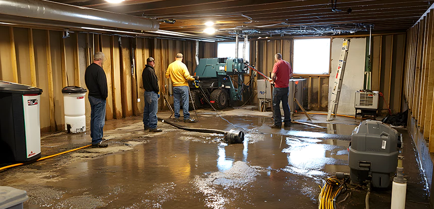 Cleaning Sewage From Basement Floor in Palmetto